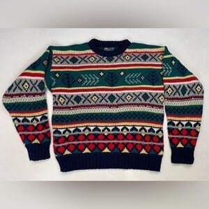 VINTAGE Lord Jeff Knit Wool Sweater Men Large Multicolor USA 90s